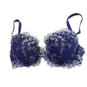 Victoria’s Secret Dream Angels lined Demi 32C blue w/silver glitter trim bra